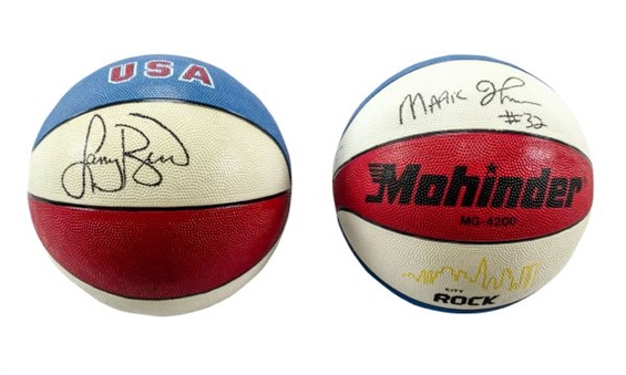 Magic Johnson & Larry Bird Single-Signed Basketballs